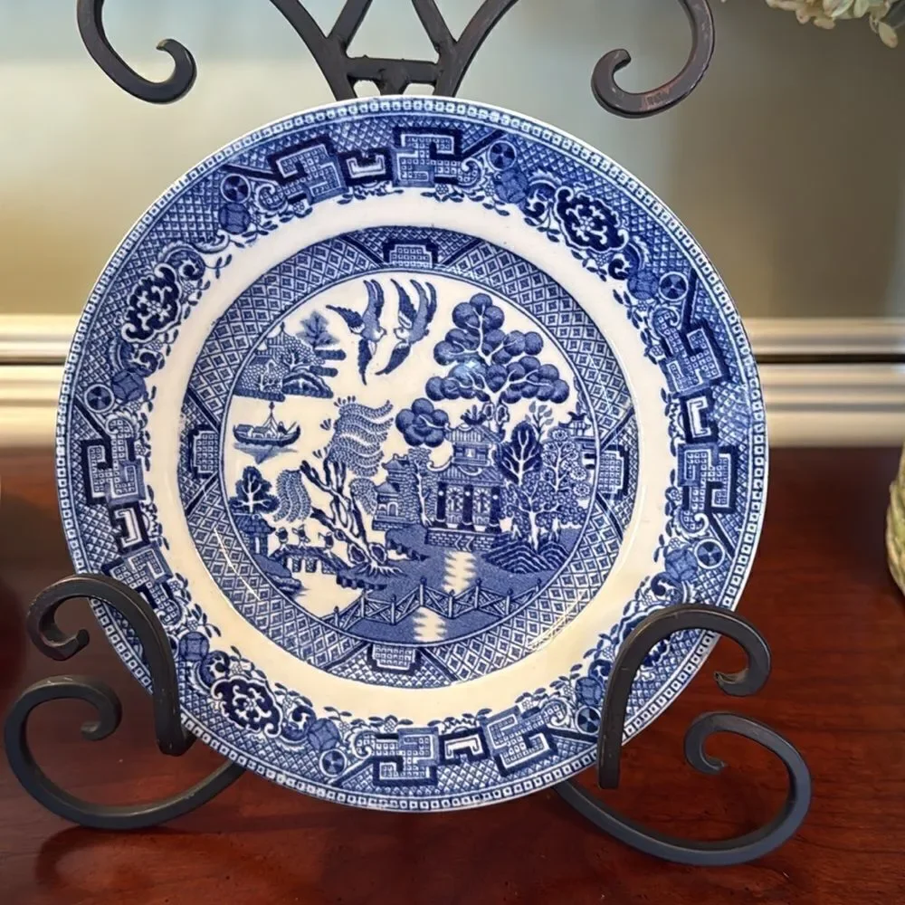 Willow Globe Pottery Cambridge England - Set of 2 - 8” Numbers Plates (#4 & #12)